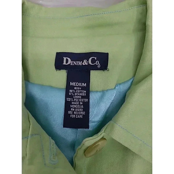 Denim & Co Trench Coat Women's Size Medium Lined Spring Jacket Green - Picture 3 of 8